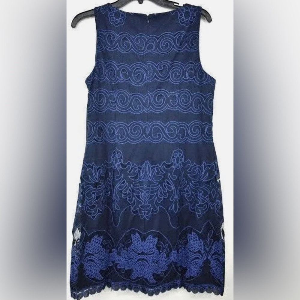 Eliza J Womens Navy Lace A Line Mini Dress Sleeveless Back Zip